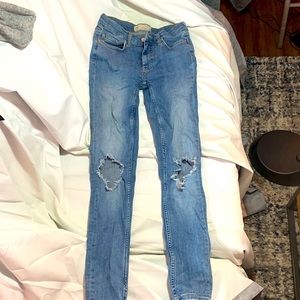 Free People Distressed Busted Knee Skinny Jeans